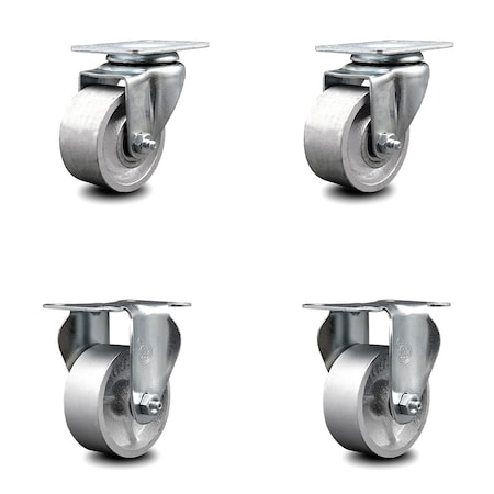Service Caster 3 Inch Semi Steel Wheel Swivel Top Plate Caster Set with 2 Rigid SCC-20S315-SSR-2-R-2